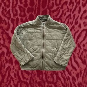 Sage Green Free People Quilted Zip Up Jacket